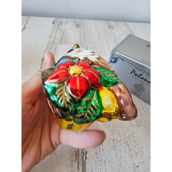 Polonaise Partridge pear tree Glass ornament poinsettia Kurt Adler bird Xmas tre - Picture 10 of 10